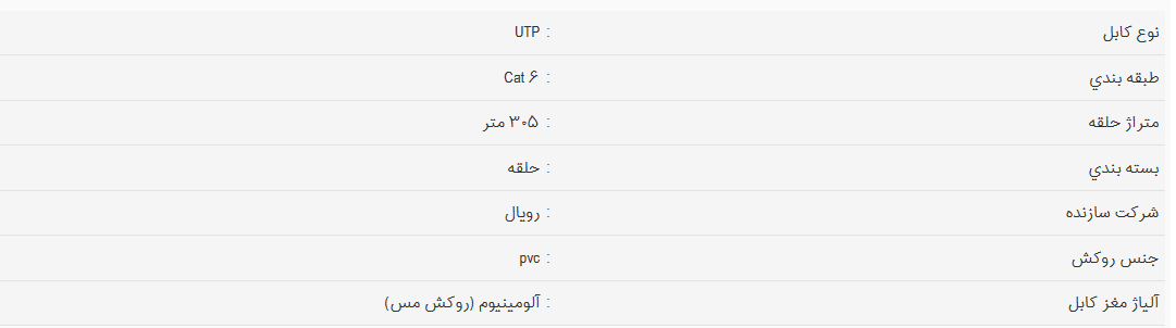 کابل رویال Royal Cat6 UTP CCA Royal Cat6 UTP CCA